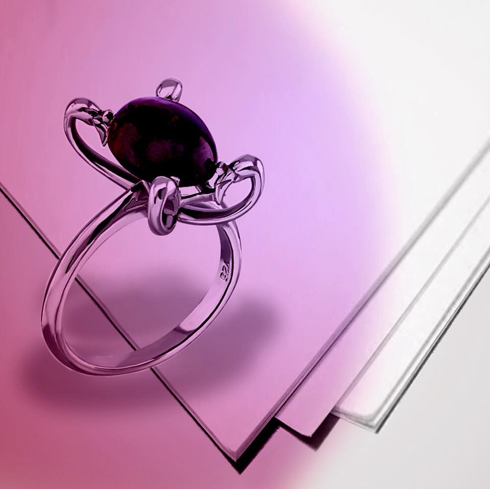 Anillo Flamingo con granate