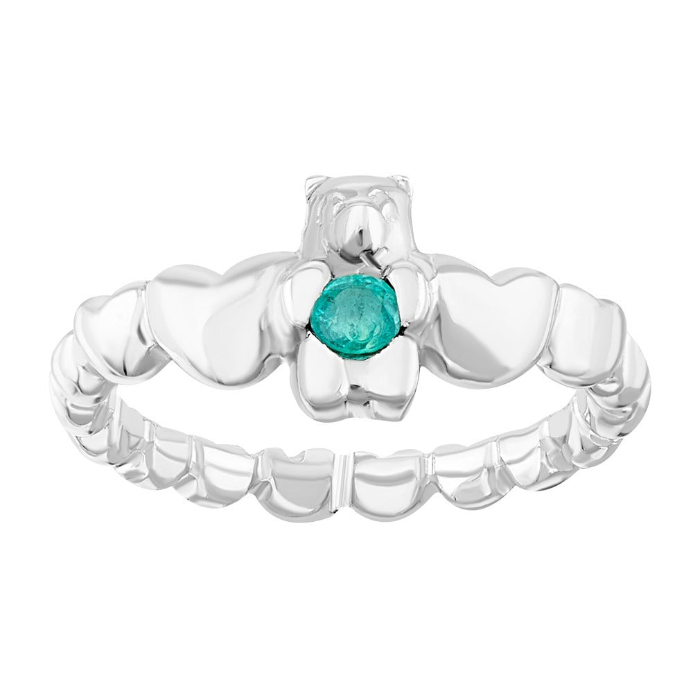Anillo gummy bear heart esmeralda