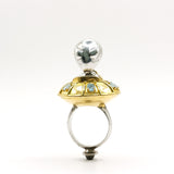 Anillo Alien con UFO con gemas