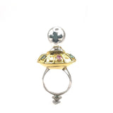 Anillo Alien con UFO con gemas