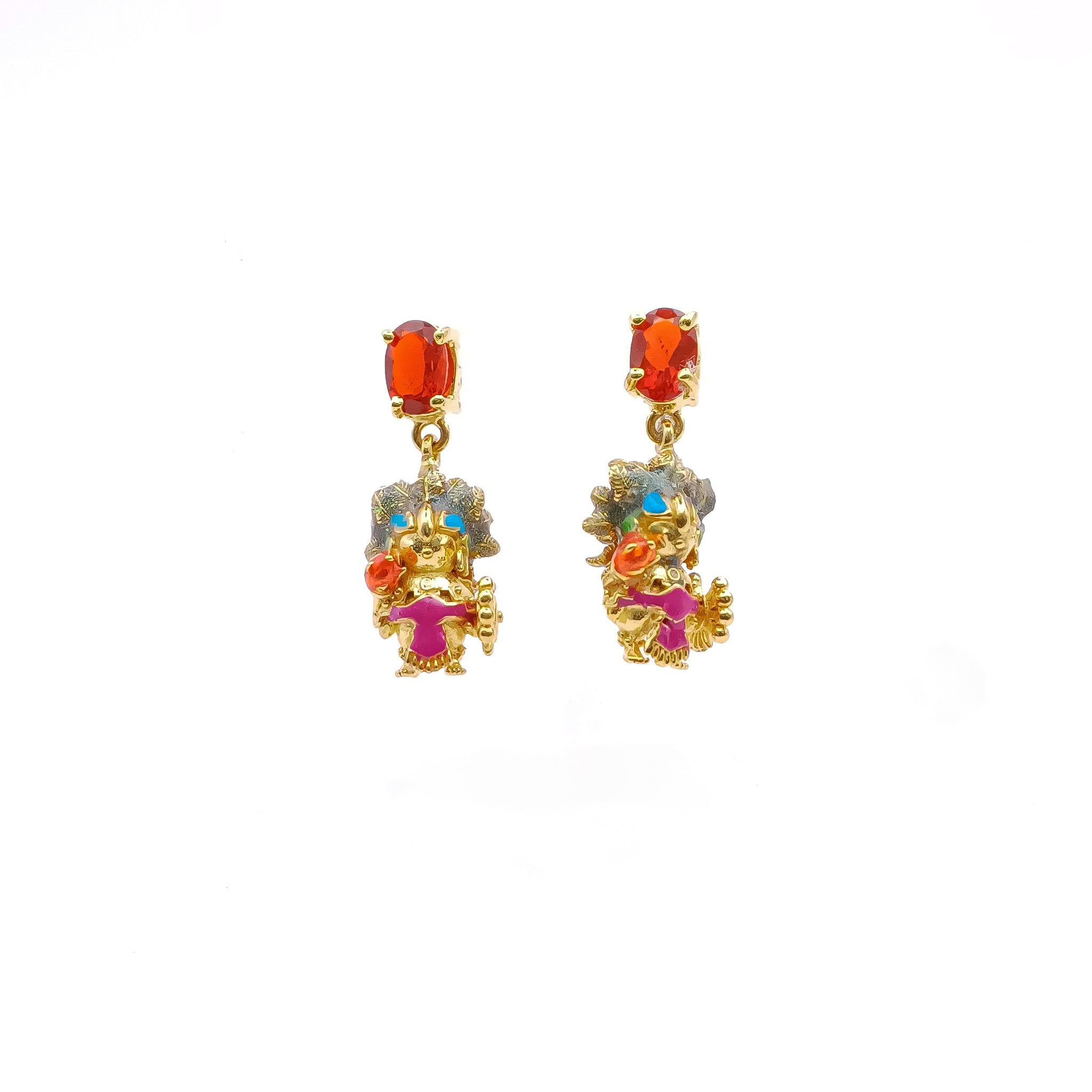 Aretes Popocatépetl con ópalos