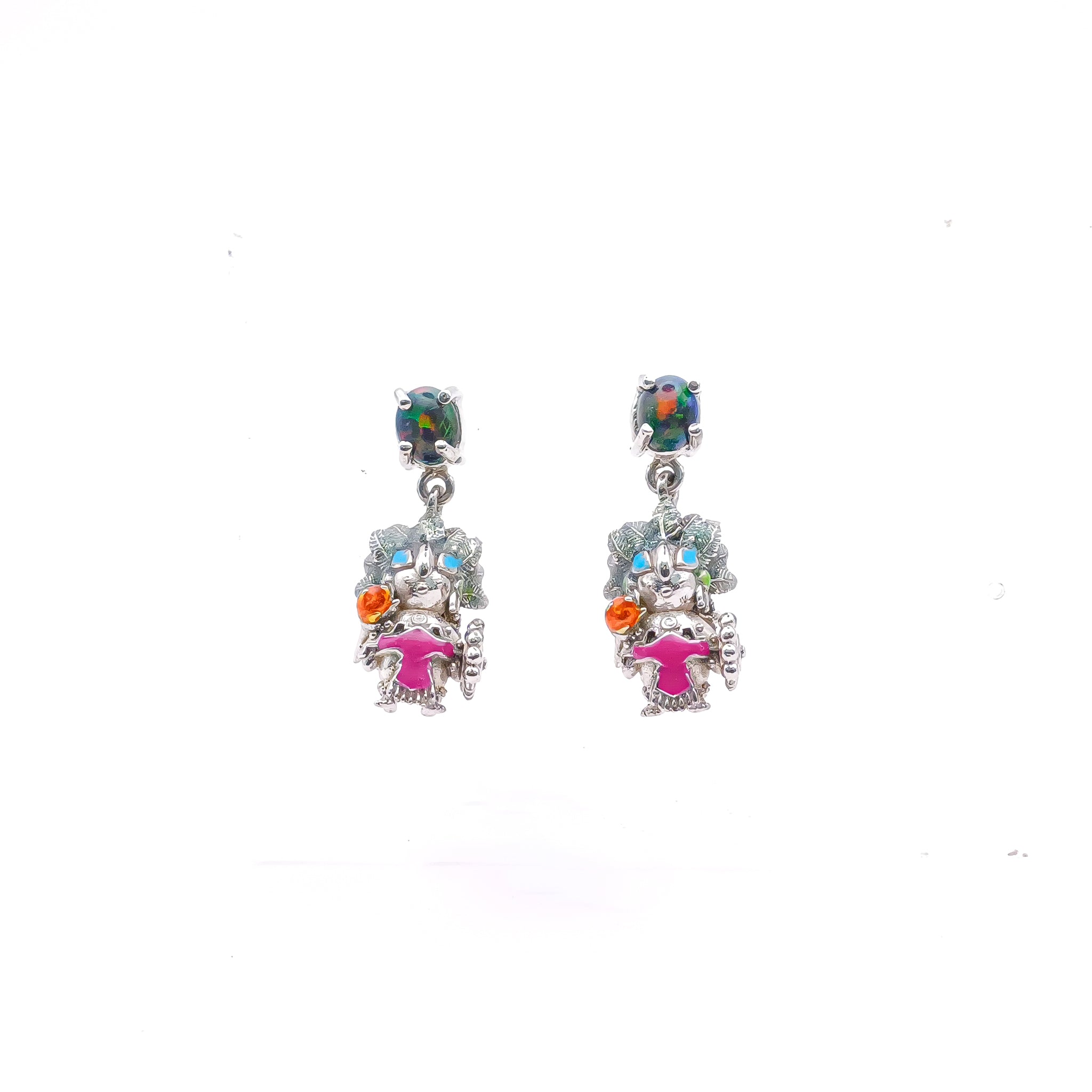 Aretes Popocatépetl con ópalos