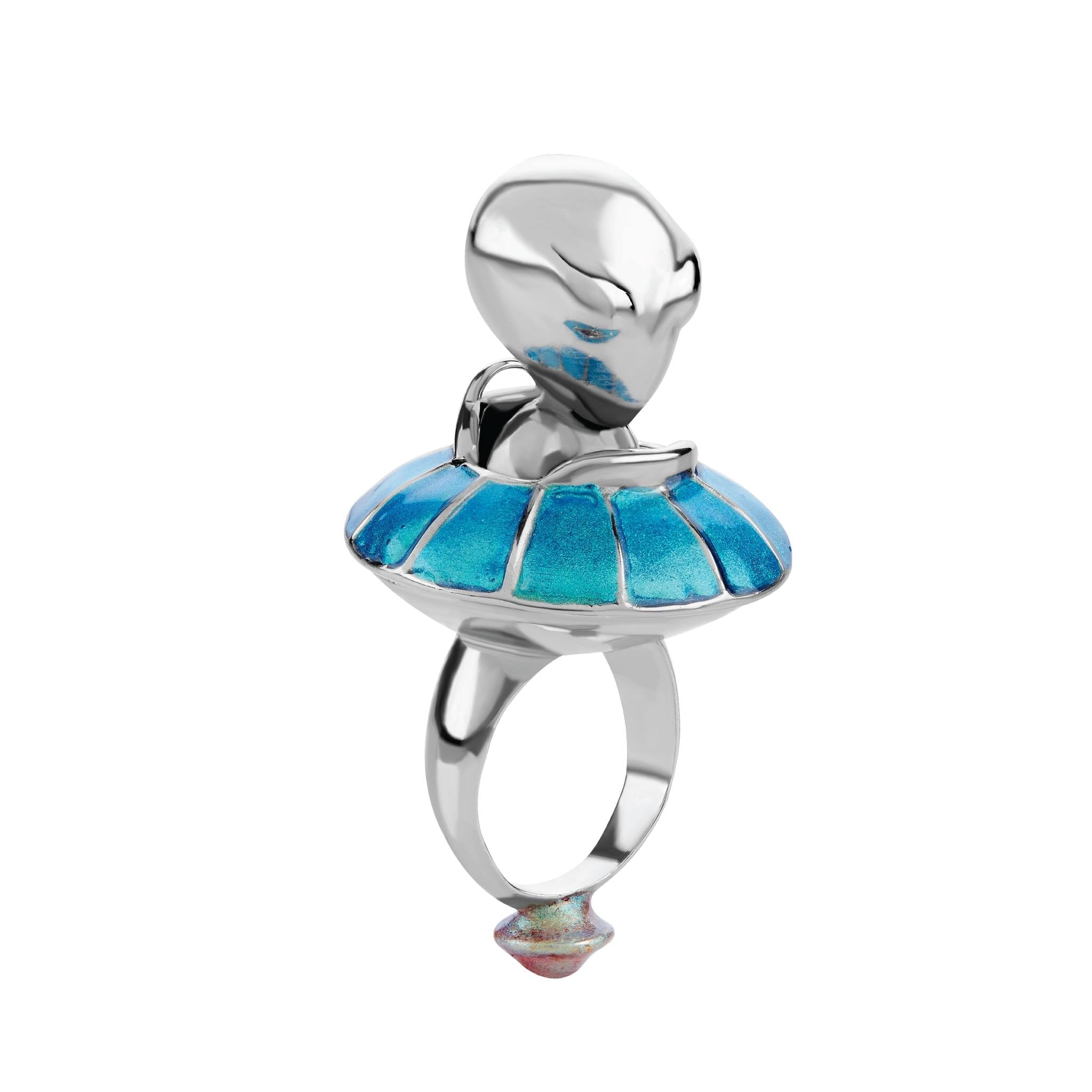 Anillo Alien con UFO - Paula Guzmán