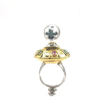 Anillo Alien con UFO con gemas - Paula Guzmán