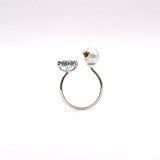 Anillo Huevito Oro Blanco turmalina azul - Paula Guzmán