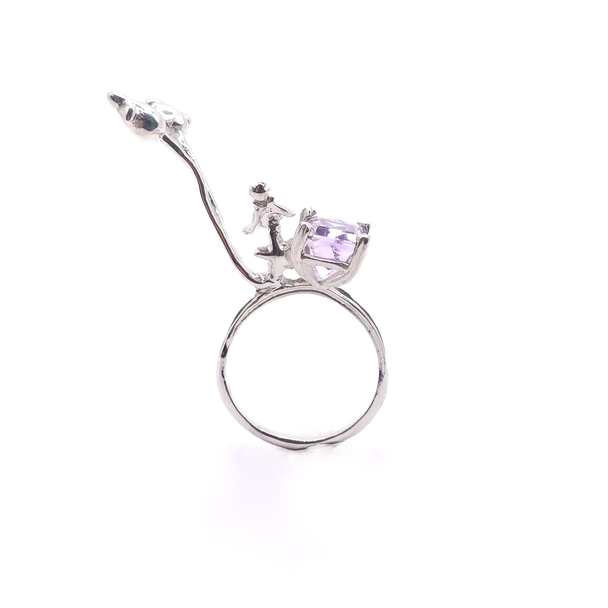 anillo principito y aves salvajes. Amatista bicolor. - Paula Guzmán