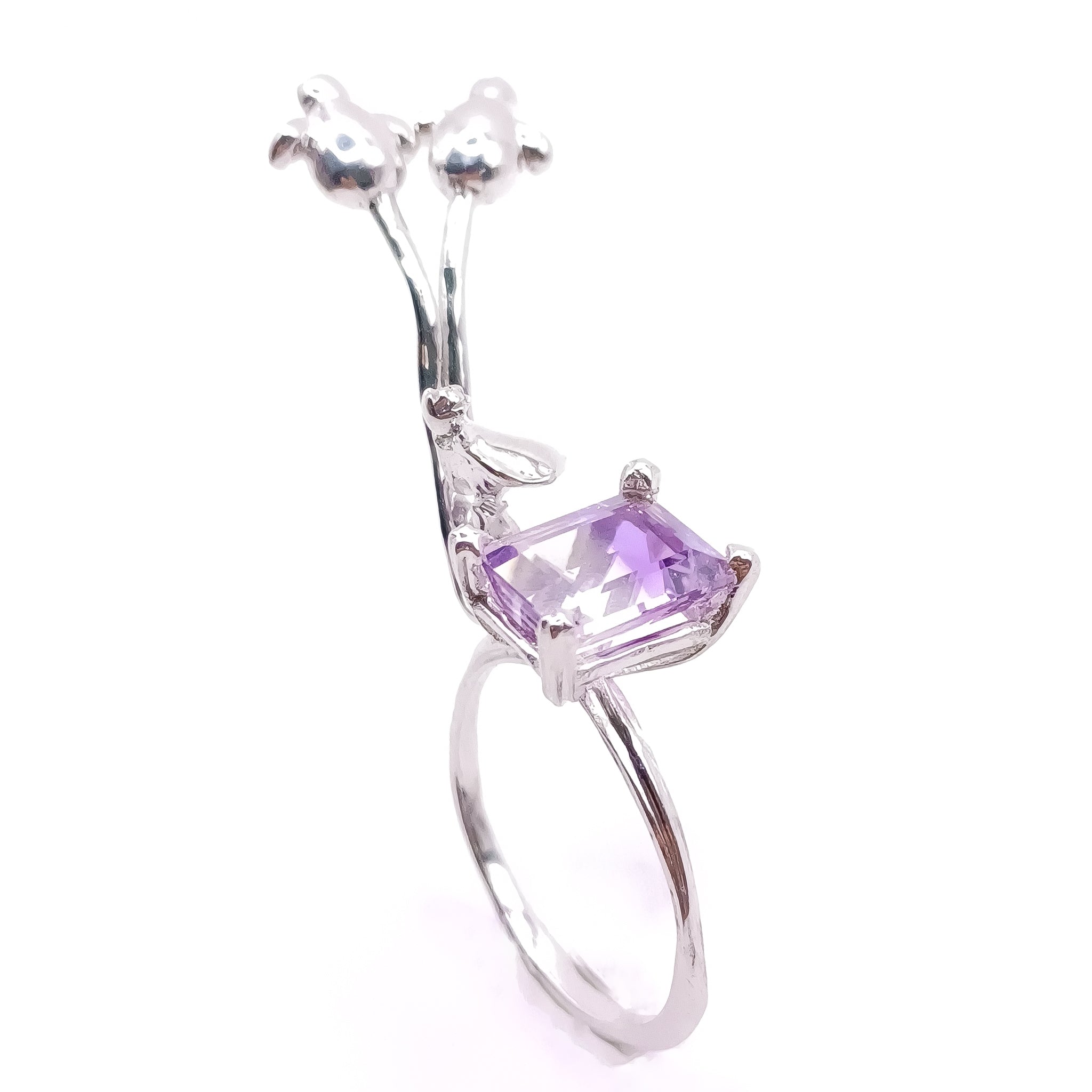 anillo principito y aves salvajes. Amatista bicolor. - Paula Guzmán