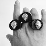 Anillo Cabeza de Alien en Jade negro