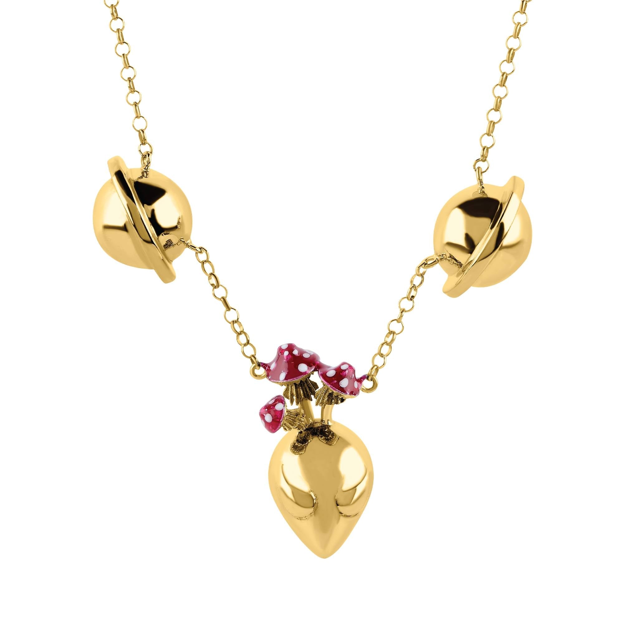 Collar Alien con hongos y saturnos - Paula Guzmán